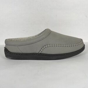 My Slippers Mules Womens Size 9 Gray Leather Moccasins Slip On Shoes My Pillow